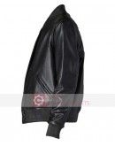 Black Letterman Bomber Leather Jacket