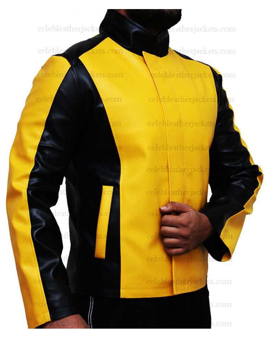 AlexGear Infamous 2 Cole MacGrath Black and Yellow Leather Jacket XL Chest 45-46 Inches / Black and Yellow