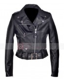 Miranda Kerr Balenciaga Biker Quilted Black Leather Jacket