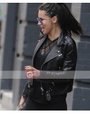 Adriana Lima Black Leather Jacket
