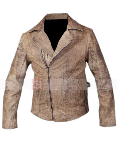 Escape From La Kurt Russell Snake Plissken Distressed Leather Jacket