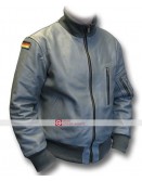 German Flag Luftwaffe Pilots Flight Grey Leather Jacket