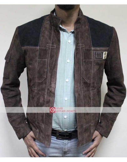 Han Solo A Star Wars Story Brown Distressed Suede Leather Jacket Han Solo A Star Wars Story Brown Distressed Suede Leather Jacket