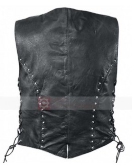 Womens MotorBike Studded Leather Vest