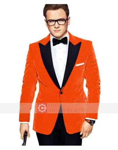 Kingsman: The Golden Circle Taron Egerton Velvet Tuxedo Coat
