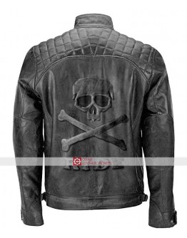 Skull Head Black Biker Quilted Vintage Leather Jacket