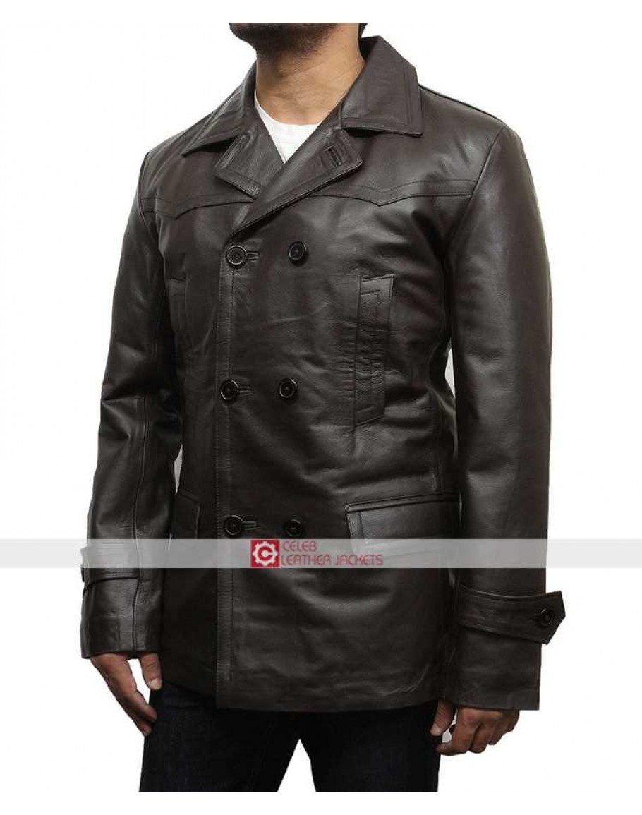 Men's 'WW2 GERMAN Grey ANILINE Cowhide Leather Marine Jacket Coat U-BOAT 