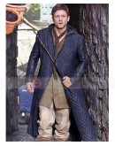Robin Hood Taron Egerton Blue Quilted Leather Jacket