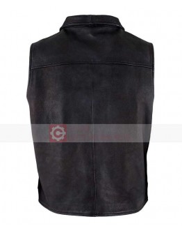 Ryan Michael Old West Retro Distressed Black Leather Vest