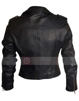 Short Black Biker Leather Jacket For Women