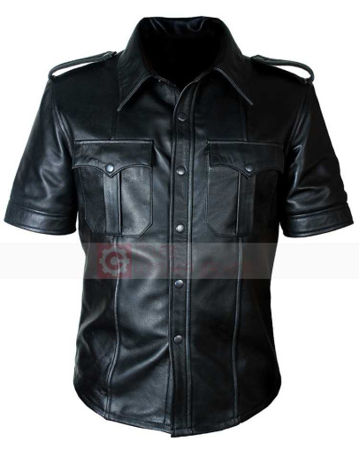 Mens Fashion Black Sleeveless Leather Shirt Mens Fashion Black Sleeveless Leather Shirt
