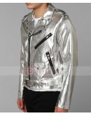 Men's Tripp NYC Silver Moto Silver Faux Leather Jacket