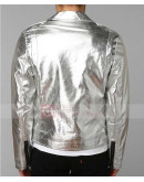 Men's Tripp NYC Silver Moto Silver Faux Leather Jacket