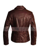 Woman Two Button Dark Brown Leather Blazer Jacket