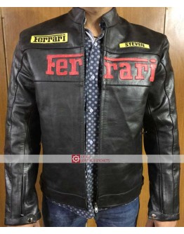 Ferrari Steven Racing Black Leather Jackets