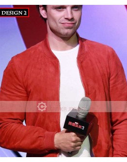 Sebastian Stan Red Leather Jacket