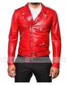 Cafe Racer Brando Biker Vintage Classic Red Motorcycle Leather Jacket