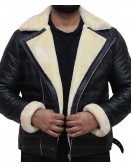 B3 Bomber Black Lambskin Shearling Leather Jacket