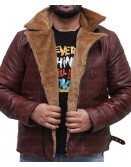 B3 Brown Shearling Fur Genuine Leather Jacket