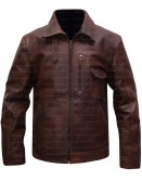 Cafe Racer Brown Shirt Collar Leather Jacket