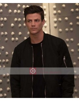 Grant Gustin On The Set Of Flash Season 5 Leather Jacket