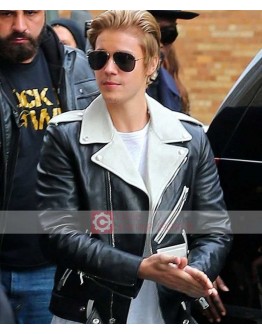 Justin Bieber Stylish Biker Leather Jacket