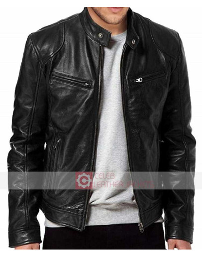 Men Sword Black Leather Jacket