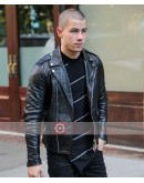 Nick Jonas Black Biker Leather Jacket
