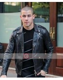 Nick Jonas Black Biker Leather Jacket