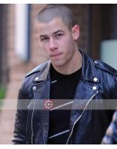Nick Jonas Black Biker Leather Jacket