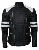 The Infiltrator Robert Mazur Stripes Biker Leather Jacket
