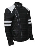 The Infiltrator Robert Mazur Stripes Biker Leather Jacket