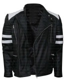 The Infiltrator Robert Mazur Stripes Biker Leather Jacket
