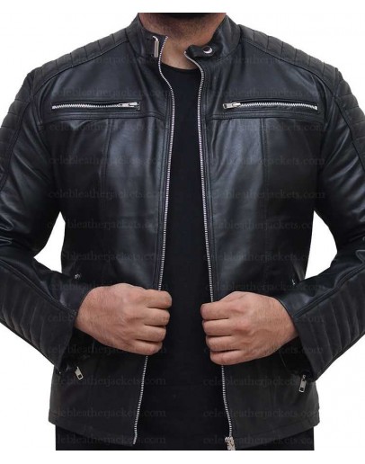 Vintage Cafe Racer Leather Jacket | Slim Fit Quilted Biker Jacket