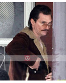 White Boy Rick Matthew McConaughey Fur Collar Maroon Suede Leather Jacket