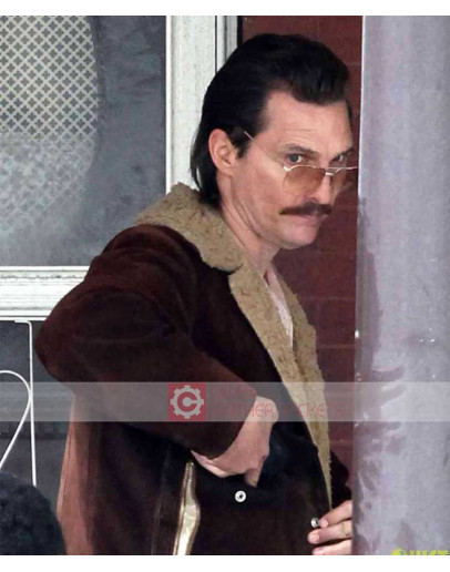 White Boy Rick Matthew McConaughey Fur Collar Maroon Suede Leather Jacket