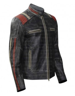 Cafe Racer Retro Distressed Biker Leather Jacket