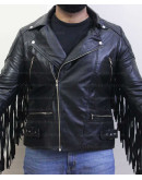Classic Diamond Fringed Tassel Biker Leather Jacket