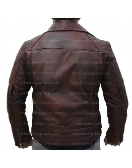 Classic Diamond Motorcycle Brown Leather Jacket