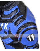 Tony Stark Iron Man 2 Robert Downey Biker Blue Motorcycle Leather Jacket
