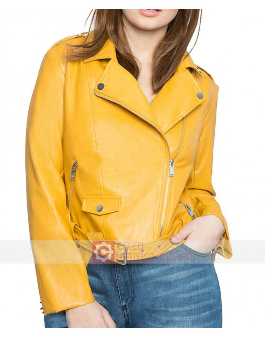 leather jacket yellow and