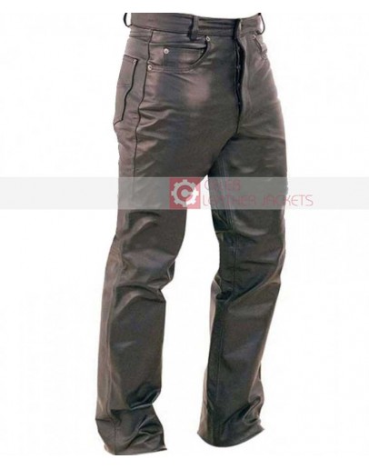 Fly Fitted Button Leather Pant