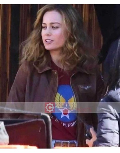 Captain Marvel Brie Larson Pilot Flight Leather Jacket
