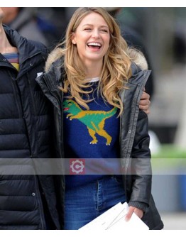 Melissa Benoist On Set Of Supergirl Hood Jacket
