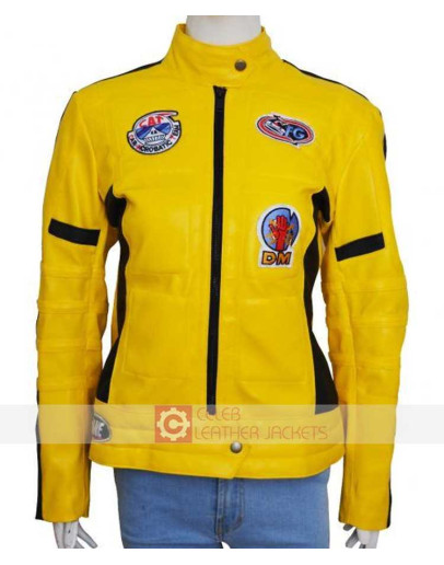 Kill Bill Uma Thurman Yellow Biker Leather Jacket