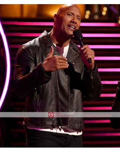 MTV Movie Awards Dwayne Johnson Black Leather Jacket