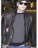 Ashton Kutcher Black Bomber Leather Jacket
