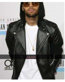 Chris Brown Bomber Black Leather Jacket