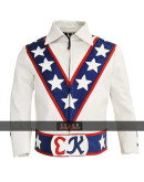 Evel Knievel White Biker Leather Jacket Evel Knievel White Biker Leather Jacket