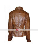 Jennifer Lopez Brown Distressed Leather Jacket